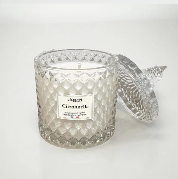 Bougie parfumée "Citronnelle" bonbonnière diamantée 200g