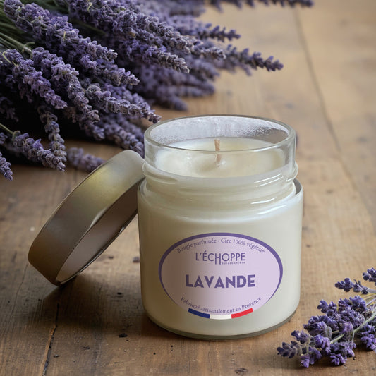 Bougie parfumée "Lavande" pot rond couvercle métal 180g