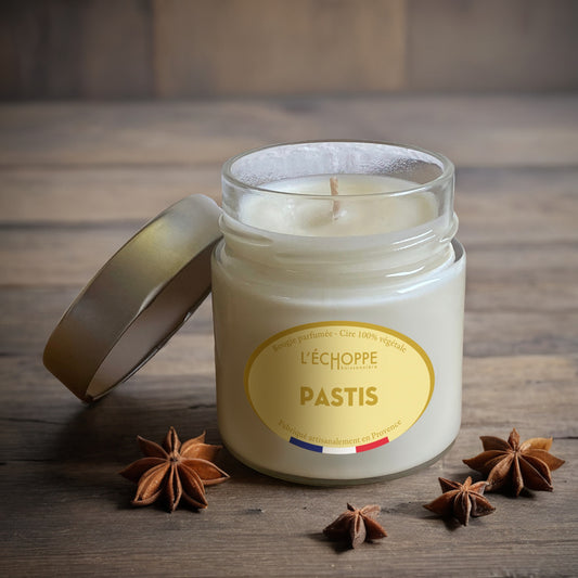 Bougie parfumée "Pastis" pot rond couvercle métal 180g