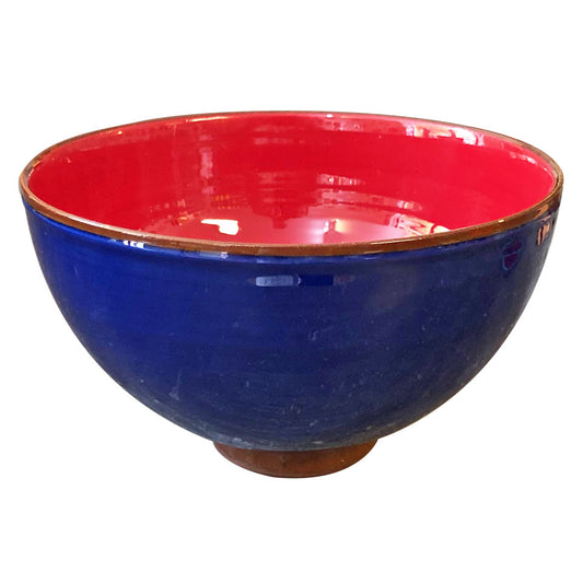 Grand bol céramique bicolore Bleu cobalt/Rouge H10,5cm