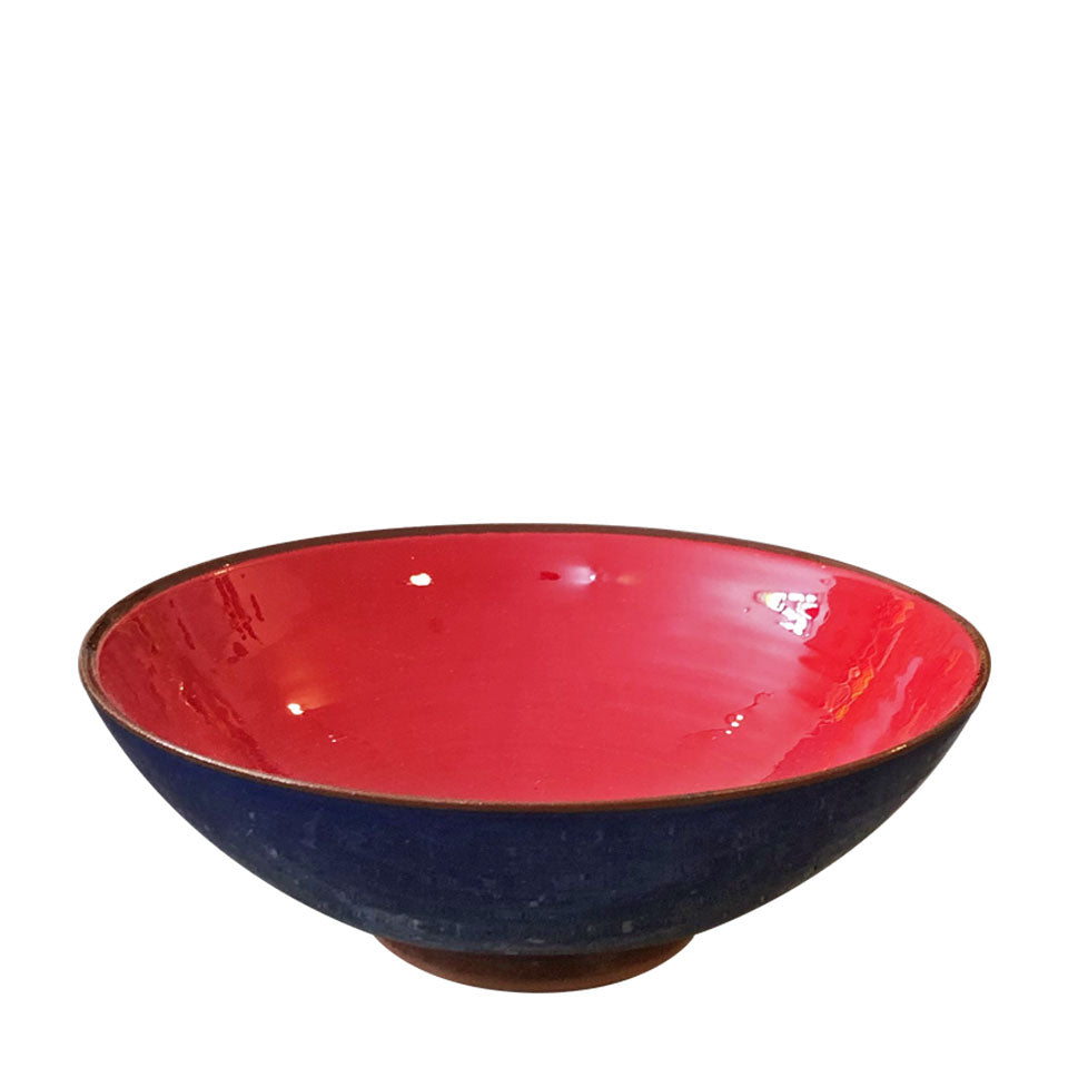 Grande coupelle céramique bicolore Bleu cobalt/Rouge Ø17,5cm