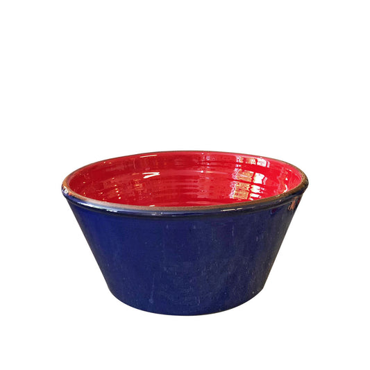 Petit saladier céramique bicolore Bleu cobalt/Rouge Ø21cm