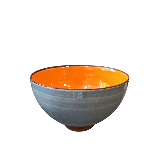 Petit bol céramique bicolore Gris clair/Orange H7cm